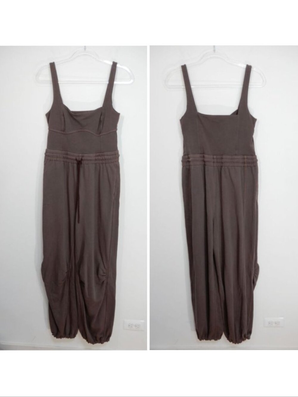 FP Movement Free People Inbound Jumpsuit Size M Dark Espresso Cotton Pockets NEW - Picture 6 of 12